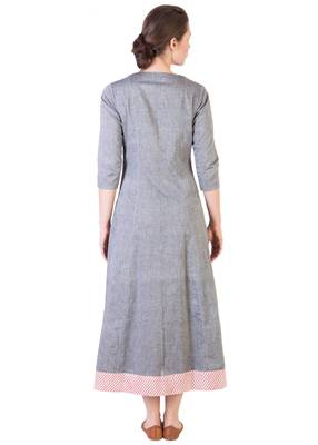 Women's Designer Grey Mangalgiri Pannelled A-Line Tunic 2