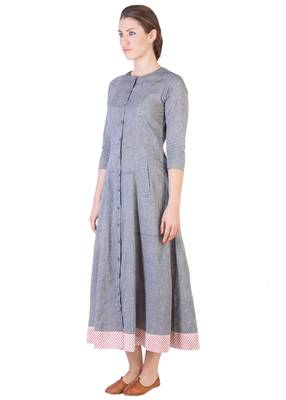 Women's Designer Grey Mangalgiri Pannelled A-Line Tunic 3