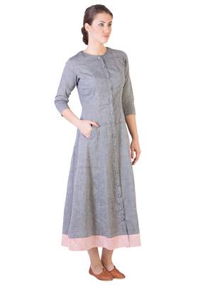 Women's Designer Grey Mangalgiri Pannelled A-Line Tunic 4