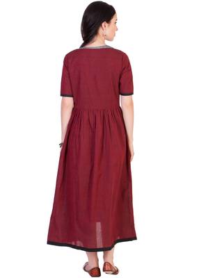 Women's Designer Maroon Mangalgiri Tunic With Grey Inner 2