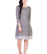 Women's Designer Grey Mangalgiri Tunic With Printed Border