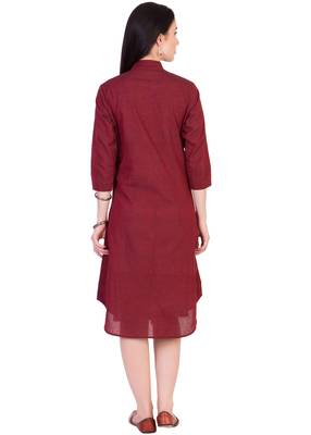 Women's Designer Maroon Mangalgiri Tunic With A Printed Yoke 2