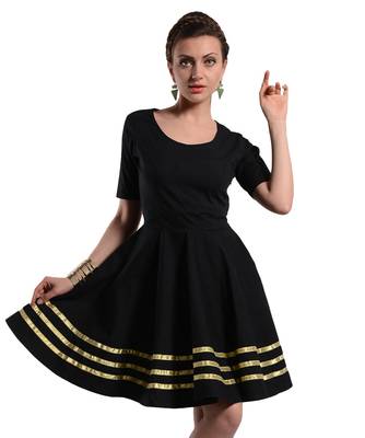 Women's Designer Black Dress With Golden Details 1