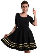 Women's Designer Black Dress With Golden Details