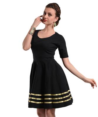 Women's Designer Black Dress With Golden Details 2