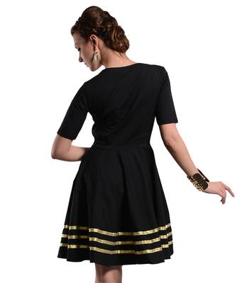 Women's Designer Black Dress With Golden Details 3