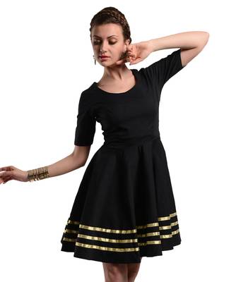 Women's Designer Black Dress With Golden Details 4
