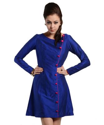 Women's designer Blue Dress With Overlap 1