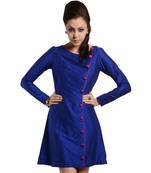 Women's designer Blue Dress With Overlap
