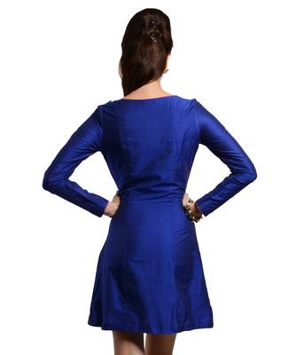 Women's designer Blue Dress With Overlap 2