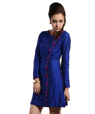 Women's designer Blue Dress With Overlap 3