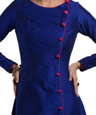 Women's designer Blue Dress With Overlap 4