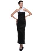 Women's Designer Black Lycra Gown With A Bow On The Shoulder