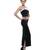 Women's Designer Black Lycra Gown With A Bow On The Shoulder