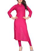 dark pink plain cotton stitched kurti