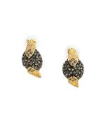 The black with gold crystal ear studs