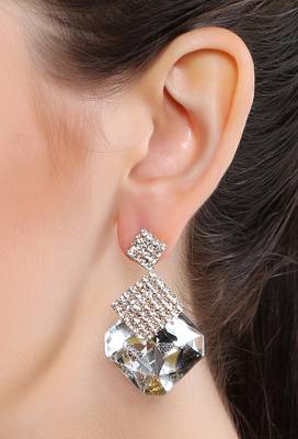 The lady in adorable clear crystal earrings 2