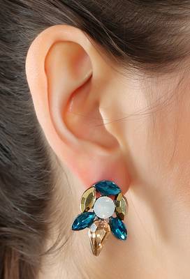 Blue Clear Stone Ear Studs 2
