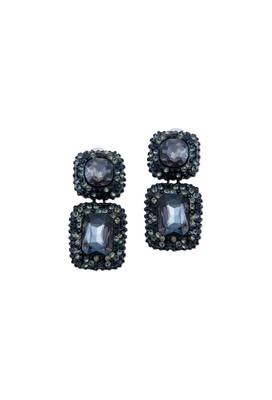 Vintage Black Crystal Earrings 1