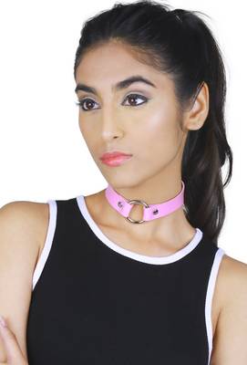 Soft Pink Silver Ring  Choker 2