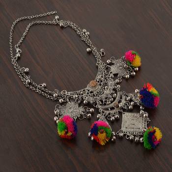German Silver Pom Pom Banjara Necklace 2