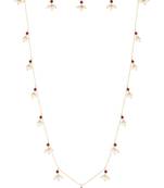 Red Onyx Gemstone Pearl Chain Necklace