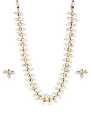 Kundan Teardrop And Pearl Necklace Set 1