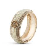 Indian Traditional White Pearl With Lct Stone Rose Gold Finishing Bangle