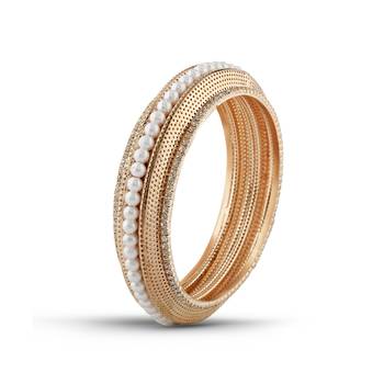 Indian Classy Women Traditional Desginer Pearl With Stone Bangle 1