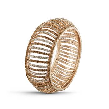 Indian Traditional White Pearl With Lct & White Stone Rose Gold Finishing Bangle 1