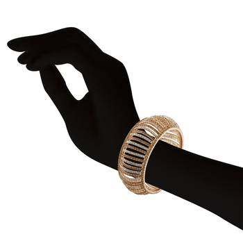 Indian Traditional White Pearl With Lct & White Stone Rose Gold Finishing Bangle 2