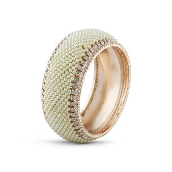 Class Design Rose Gold Finish Pearl With Stone Bangle 1