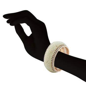 Class Design Rose Gold Finish Pearl With Stone Bangle 2
