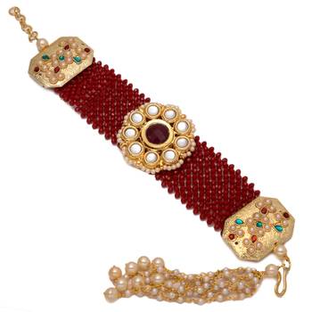 Maroon Kundan Onyx Braclet 1