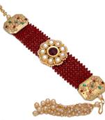 Maroon Kundan Onyx Braclet