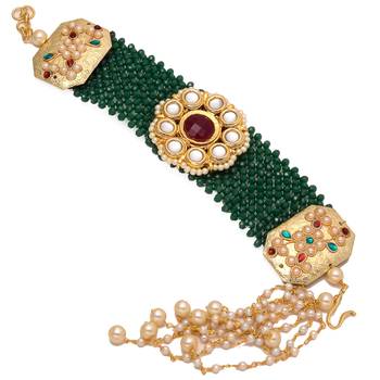 Green Kundan Onyx Braclet 1