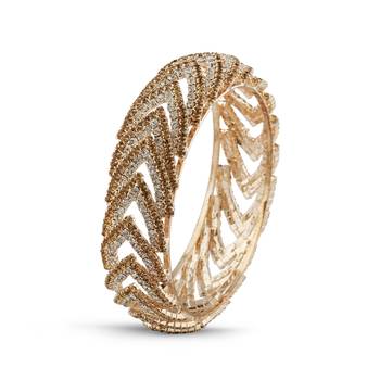 Fashionable Desginer Lct With White Stone Rose Gold Finish Bangle 1
