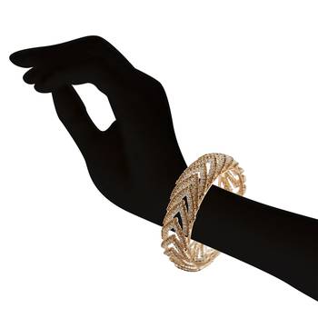 Fashionable Desginer Lct With White Stone Rose Gold Finish Bangle 2