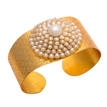Golden Pacchi Work Pearl Hand Cuff 1