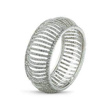Fashionable Desginer White Stone Rhodium Bangle 1