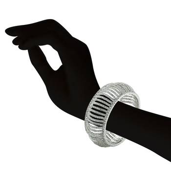 Fashionable Desginer White Stone Rhodium Bangle 2