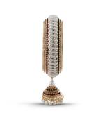 Indian Exclusive Pearl Maroon And Green Stone Rose Gold Finishing Jhumka Bangle