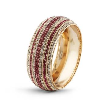 Ethnic Rose Gold Finishing Pink Stone Bangle 1
