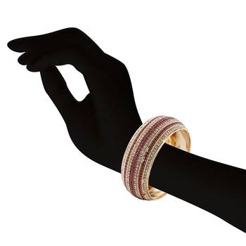 Ethnic Rose Gold Finishing Pink Stone Bangle 2