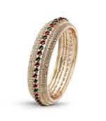 Rose Gold Finishing Indian Jewellery Maroon & Green Stone Bangle