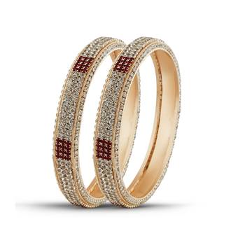 Indian Traditional Maroon Stone Rose Gold Finishing Bangle 1