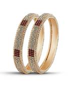Indian Traditional Maroon Stone Rose Gold Finishing Bangle