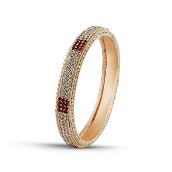 Indian Traditional Maroon Stone Rose Gold Finishing Bangle 3