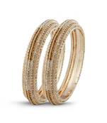 Fancy White & Lct Stone Rose Gold Finishing Bangle