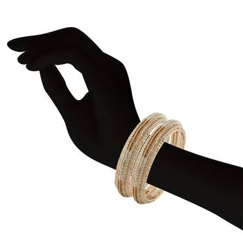 Fancy White & Lct Stone Rose Gold Finishing Bangle 2